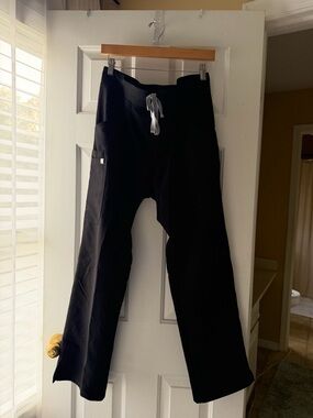 Figs Women’s Black Drawstring Utility Wide Leg with Gray Tie